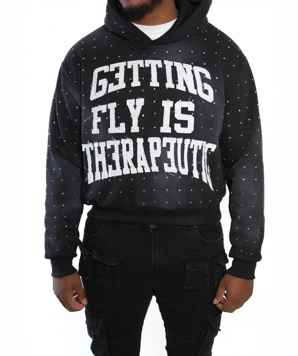Rhinestone "Therapy" Hoodie